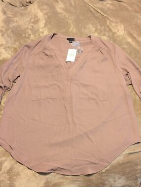 torrid Dusty Rose Taupe Harper V-Neck Pullover Blouse Size 00